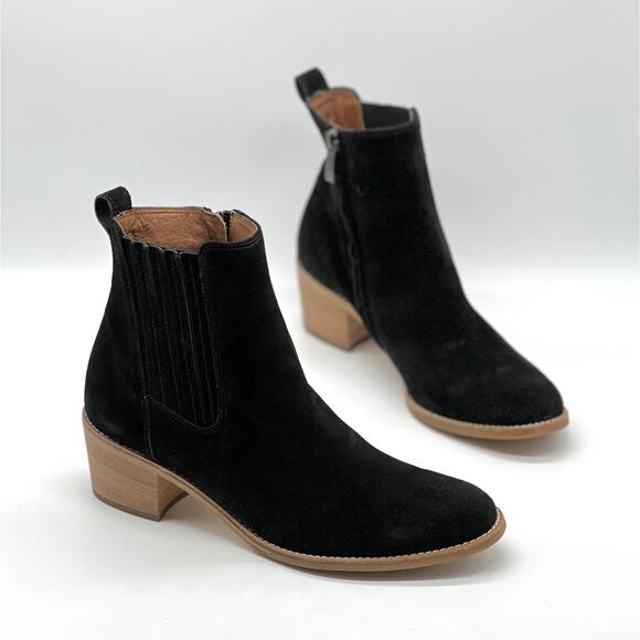 Paul Green Shoes - PAUL GREEN Sante Zip Bootie Womens 8.5 Black Suede Ankle Stacked Heel Chelsea